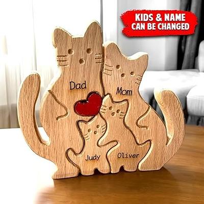 Wooden cat family puzzle