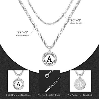 Mens Initial Necklace - Letter Necklaces for Men Gifts