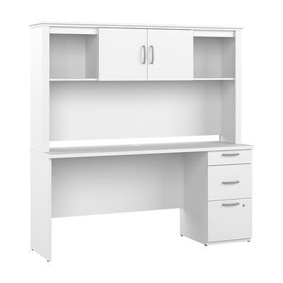 Bestar Logan 65W Computer Desk with Drawers in Medium Gray Maple