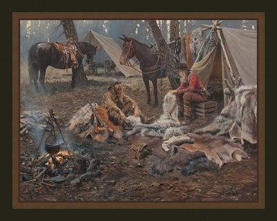 CLEARANCE Go West with John Wayne Panel P12195 by Riley Blake Designs - Six  Western Scenes Coyboys Horses - Quilting Cotton Fabric