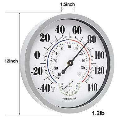 Indoor Outdoor Thermometer Hygrometer - Waterproof Hanging Wall Thermometer  Decorative Outdoor Thermometer Large Numbers, No Battery Needed Outdoor