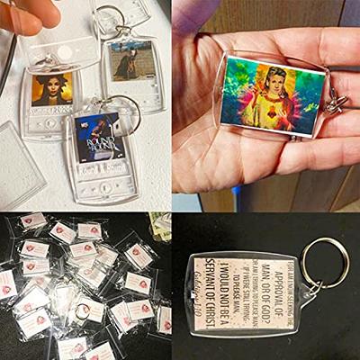 Clear Plastic Photo Frame Keychain Photo Insert Keyrings Blank Rectangle  Shapes DIY Keychain Picture Frame Keyring 