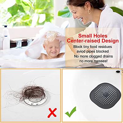 2 Pack Drain Hair Catcher Durable Silicone Drain Cover Sink Drain Strainer Hair Stopper for Shower Kitchen Bathroom Tub Pure White