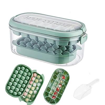 Ice Cube Tray with Lid,Ice Molds Easy Release,Square & Round Ice