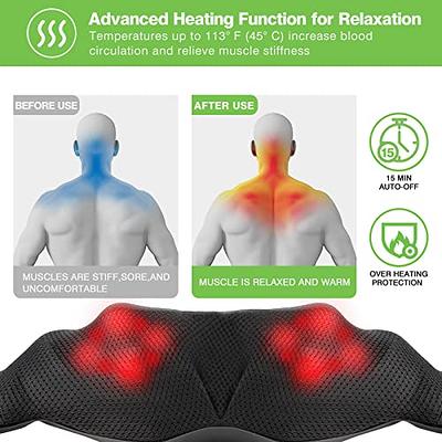 Neck Massager with Heat,Deep Kneading Back Massager,3D Massage for Back Neck  Shoulder Waist and Foot, Shiatsu Electric Neck Shoulder Back Massager,Use  at Home Office and Car, Christmas Gifts 