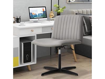 PUKAMI Armless Office Desk Chair No Wheels,Fabric Padded Modern