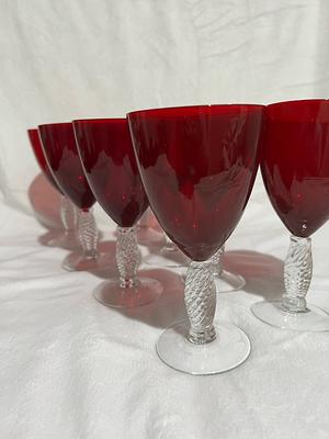 Red swirl glass martini glasses Set of 2