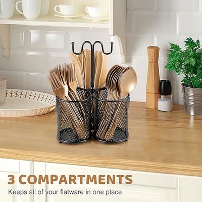 DTICON Utensil Caddy Silverware Cutlery Holder: Kitchen Countertop Flatware  Organizer for Party Spoon and Fork Holder Black Basket Outdoor Buffet  Camping Picnic Modern Metal Utensils Counter Storage - Yahoo Shopping