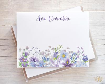 Personalized Stationery  Wildflower Note Cards Notecards