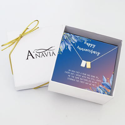 Anavia Happy Anniversary Gift Necklace,Wedding Anniversary Gift for  Wife,Express Love Card Jewelry Gift-[Silver and Gold Double Cube,  Blue-Orange Gift Card] - Yahoo Shopping