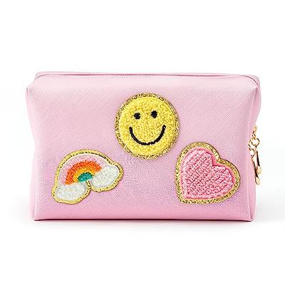 Preppy Patch Small Toiletry Bag Smile Lightning Heart Pu Leather