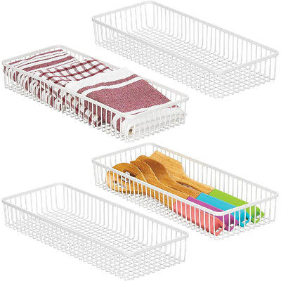 Metal Farmhouse Kitchen Cabinet Drawer Organizer Basket Tray, Shallow Storage  Bin For Cutlery, Serving Spoons, Cooking Utensils, Appliances, Gadgets. -  Yahoo Shopping