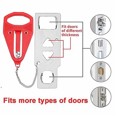 2 Pack Portable Door Lock,Family Travel AirBNB Hotel School Home Apartment  Must Haves Security Devices Door Locks Jammer Self Defense for Additional  Safety (Red/Black) 
