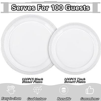 100pcs Clear Plastic Plates Disposable Plates For Dessert