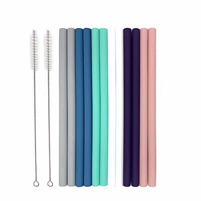 Reusable Silicone Straws for Toddlers & Kids - 12 Pcs Flexible Short Drink 6.7 Straws for 6-12 oz Yeti/Rtic/Ozark Tumblers & 4 Cleaning Brushes - BPA