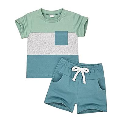  Outfit Summer Toddler Boys Short Sleeve Patchwork