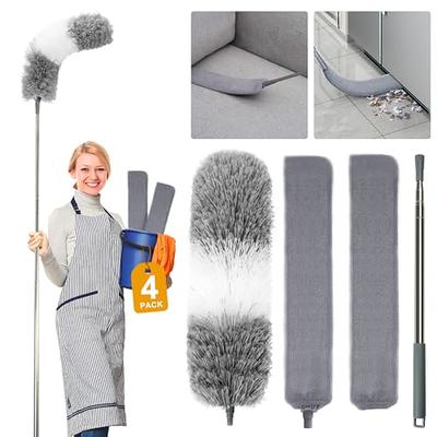 4 Pcs Dusters for Cleaning, 2 in 1 Microfiber Dusters and