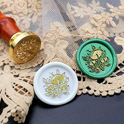 Wax Seal Stamp Kit, Include Wax Stamp Brass Heads with Wooden Hilt, for  Holiday, Postcards, Invitations 