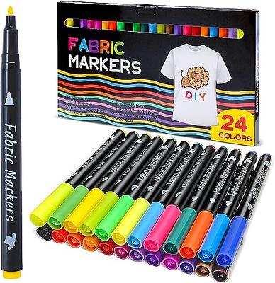 Fabric Markers Permanent for Clothes, 24 Colors Fabric Pens No Bleed, –  Loomini