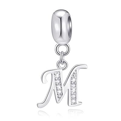 925 Sterling Silver Alphabet Letter Initial Pendant Charm Fit Women Bracelet  Charm First Anniversary Gift for Her Handmade Charms 