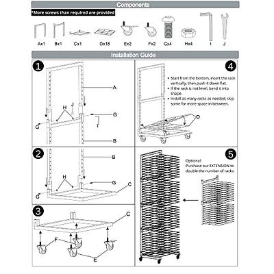 OFFICEROO Art Drying Rack for Classroom - 18 Removable Shelves, Lockable  Wheels, Metal Paint Drying Rack for Art Studio, Schools, Classrooms