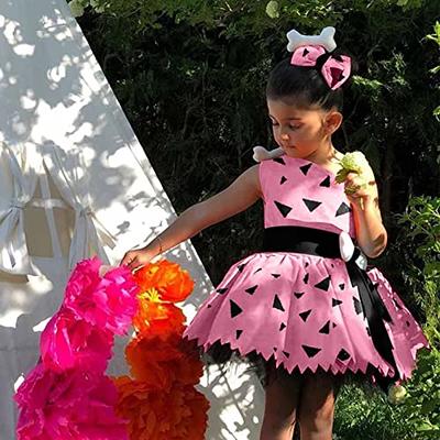 Toddler Kids Girls Halloween Pebbles Costume Mesh Tulle Dress