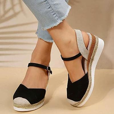 Amazon.com | KysBloes Women Suede Mary Janes Wedges Office Shoes Closed Toe  3 inches High Heels Ankle Strap Pumps（Black Suede,US Size 6） | Pumps