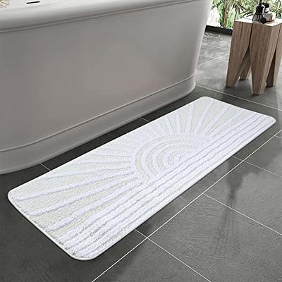 Uphome Boho Bathroom Runner White Abstract Sun Long Bathroom Rugs