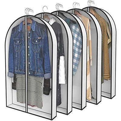MISSLO 40 Gusseted Garment Bags for Closet Storage Travel Clear Suit Bags  Hanging Dress, Jacket, Coat, Clothes Cover, 5 Packs