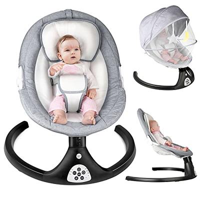 Electric Baby Swing, Bioby Infant Swing Chair Rocker with Remote Control, 5  Swing Speeds, Seat Belt, Bluetooth Music, Grey 