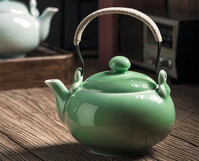 Delicateas Green Two-cup Travel Teapot Set Ceramic Travel Tea