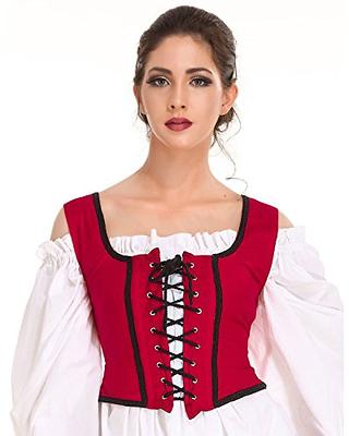 Women Pirate Costume Renaissance Peasant Top Corset Belt Pirate Ski