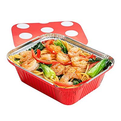 12 oz Rectangle Silver Aluminum Take Out Container - with Polka Dot Paper  Lid - 5 3/4 x 4 3/4 x 1 3/4 - 200 count box