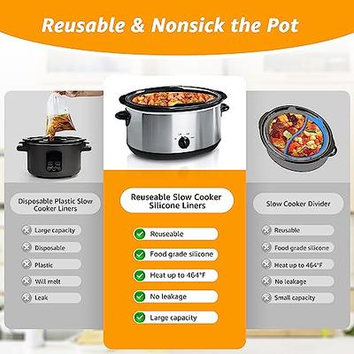 Silicone Slow Cooker Liner Fits Crock-pot 6 Quart Oval Slow Cooker,Reusable  BPA-free Leak-proof 2-in-1 Slow Cooker Accessories with Handle and