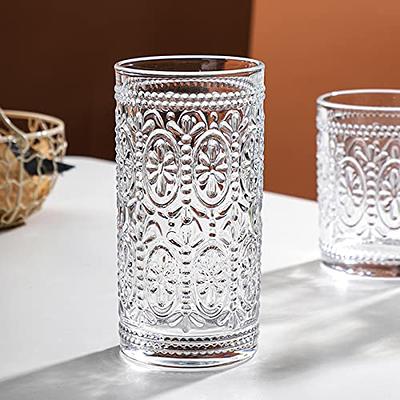 Amzcku Vintage Highball Drinking Glass Set of 6 Kitchen Glasses