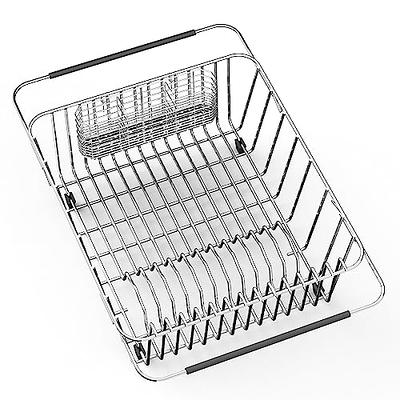 Fashionwu Over Sink Dish Drying Rack, Adjustable Multifunctional Dish  Drainer for Kitchen Storage Countertop Organization, 25.6-35.5in