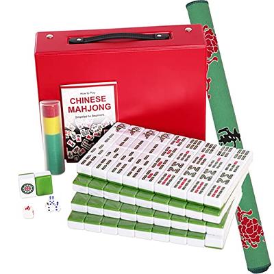  Mahjong Set Large Size 1.6 Chinese Mahjong Game Set 144 tiles  Melamine Mahjong Tiles, 1 Mahjong Table Mat, 1 Mahjong Storage Bag, 2 Dice,  English Instructions (Crystal Jade White, 1.6 inches 40MM) : Toys & Games