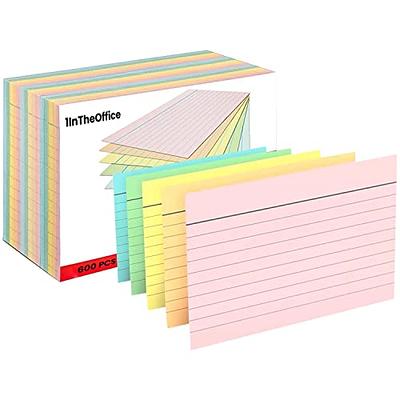 1InTheOffice Index Cards 4x6 Ruled, Pastel Colored Index Cards