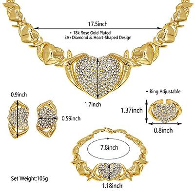 Jewelry Sets for Women Gold Necklace Earrings Ring Bracelet 