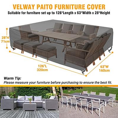 Velway Patio Furniture Cover Waterproof Outdoor Sectional Sofa Set Covers,  All Weather Oxford Tear-Resistant Rectangular Table Chair Set Cover with  Windproof Design, Large 126x63x28 Inch, Black - Yahoo Shopping