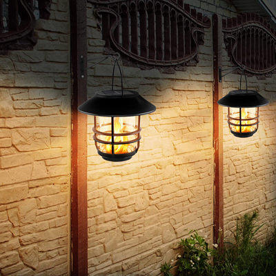 4 Pack Outdoor Hanging Solar Lantern Lights, Flickering Solar