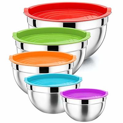 P&P CHEF Mixing Bowl with Lid Set of 5, 10-Piece Stainless Steel