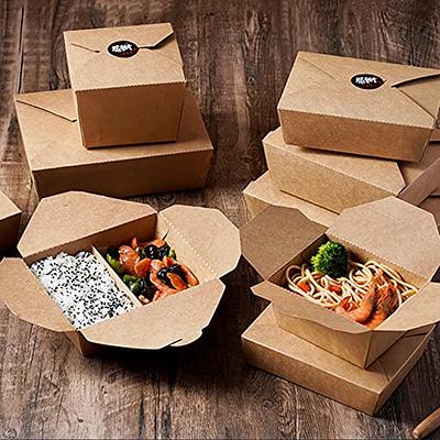 NANAICHE 50 Pack Disposable Take Out Boxes Food Containers Microwavable  Kraft Brown Paper To Go Box