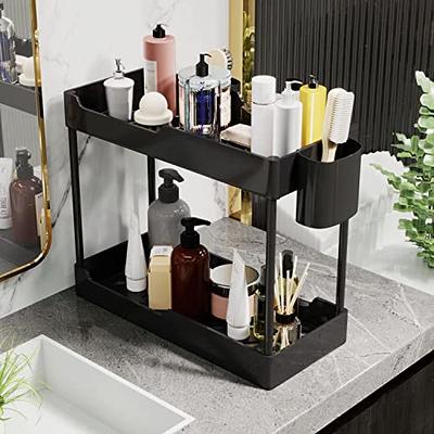 KOSIWU Under Sink Organizers and Storage, Pull Out Cabinet Organizer with  Sliding Drawer 2 Tier Multi-purpose Bathroom Shelf Organizer Black for
