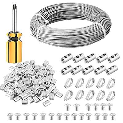 KNLN/304 Stainless Steel 66ft Wire Rope Kit with M5 Turnbuckle Tension Hook  a
