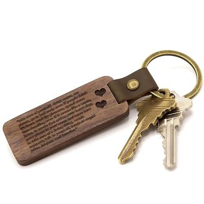 50 Pcs Leather Keychain Blanks Wooden Keychain Blanks Wood Keychain Blank  Unfinished Wood Tags with Leather Strap Keyring (Walnut)