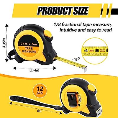 Tape Measure12Ft, 8Pack Bulk Easy Read Measuring Tape Retractable with  Fractions