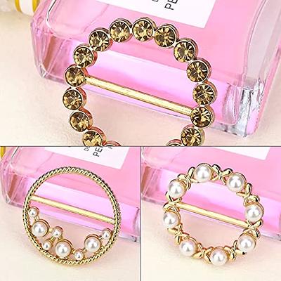 2PCS Alloy Scarf Slide/Ring/Clip & T-Shirt/Shawl/Waist Buckle Fashion  Rhinestone Smooth Scarves Clips Silk Clasp Clothing Wrap Fasten Holder  Fashion