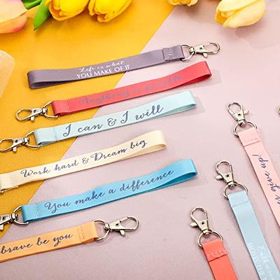 Unittype 50 Pcs Inspirational Quote Key Chains Bulk Webbing Strap