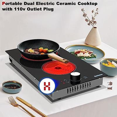 Electric Cooktop 12 Inch,Single Burner Plug in Portable 110V Electric  Cooktop, Countertop Ceramic Stove Top with Power Levels and Overheat  Protection